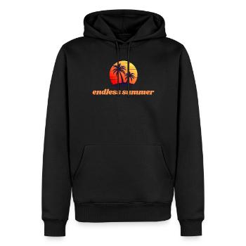 Endless Summer – Sonnenuntergang & Palmen - Männer Premium Bio Hoodie - Schwarz - Vorne - Nico (187cm)