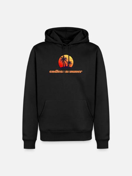 Endless Summer – Sunset & Palm Trees - Men’s Premium Organic Hoodie - black