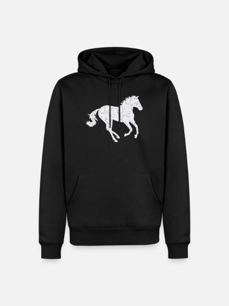 White horse galloping - Men’s Premium Organic Hoodie - black