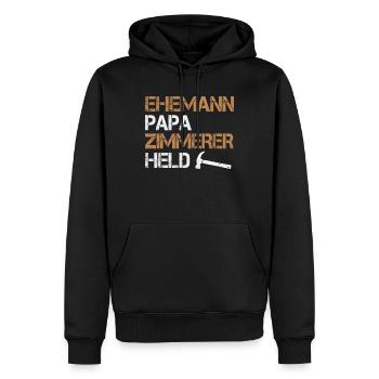 Mari papa charpentier héros charpentier artisanat - Sweat à capuche Premium bio Homme - noir - Devant - Nico (187cm)
