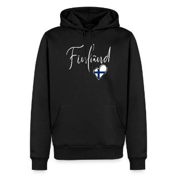 J’adore la Finlande, fabriquée en Finlande - Sweat à capuche Premium bio Homme - noir - Devant - Nico (187cm)