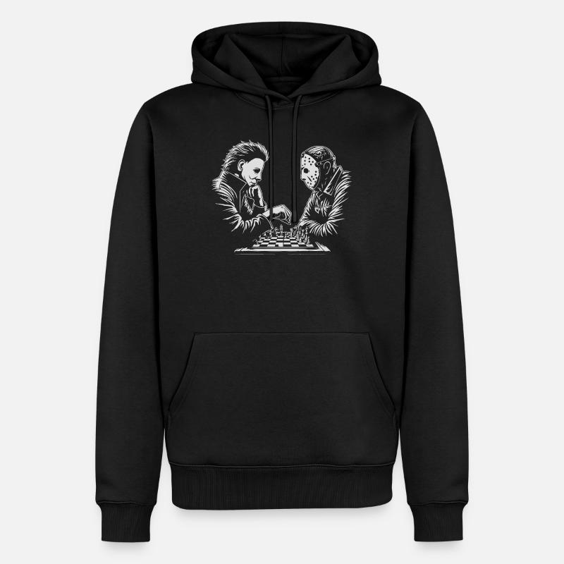Illustration de match d’échecs étrange - Sweat à capuche Premium bio Homme - noir