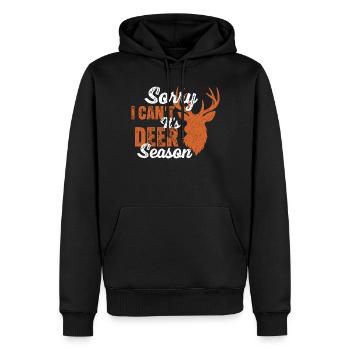Tut mir leid, ich kann nicht, es ist Hirschsaison, lustiger Jäger - Männer Premium Bio Hoodie - Schwarz - Vorne - Nico (187cm)