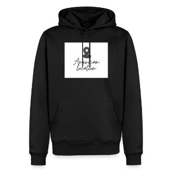 Épingle de localisation américaine - Sweat à capuche Premium bio Homme - noir - Devant - Nico (187cm)