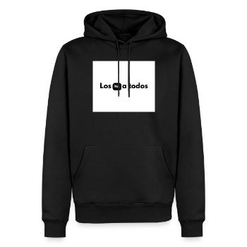 NA in der schwarzen Box zwischen den Buchstaben - Männer Premium Bio Hoodie - Schwarz - Vorne - Nico (187cm)