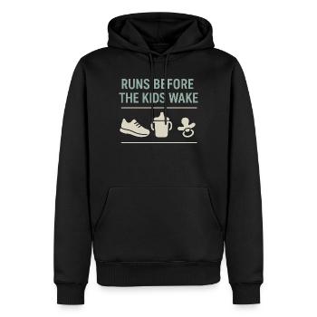 Laufende Mama, Papa, Joggende Eltern - Männer Premium Bio Hoodie - Schwarz - Vorne - Nico (187cm)