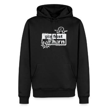 Gier frisst Hirn - phonetic art - Männer Premium Bio Hoodie - Schwarz - Vorne - Nico (187cm)
