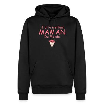 Meilleure Maman Du Monde - Sweat à capuche Premium bio Homme - noir - Devant - Nico (187cm)