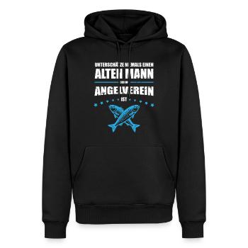 Alter Mann - Angelverein Geschenk für Angler Retro - Männer Premium Bio Hoodie - Schwarz - Vorne - Nico (187cm)