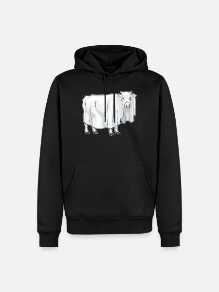 Vache Halloween fantôme - Sweat à capuche Premium bio Homme - noir
