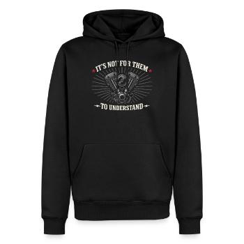 Warum Wir Motorrad Fahren, - Männer Premium Bio Hoodie - Schwarz - Vorne - Nico (187cm)