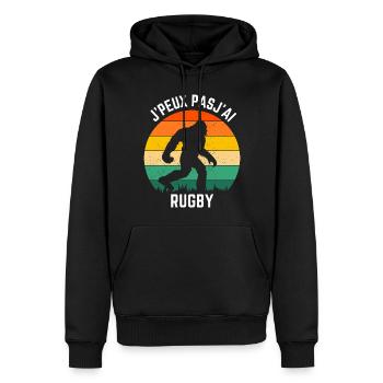 Sasquatch Rugby Retro Sun - Men’s Premium Organic Hoodie - black - Front - Nico (187cm)
