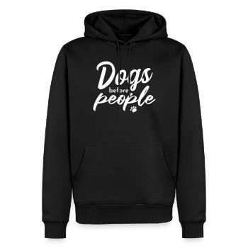 Dogs before people – Hundeliebhaber Shirt - Männer Premium Bio Hoodie - Schwarz - Vorne - Nico (187cm)