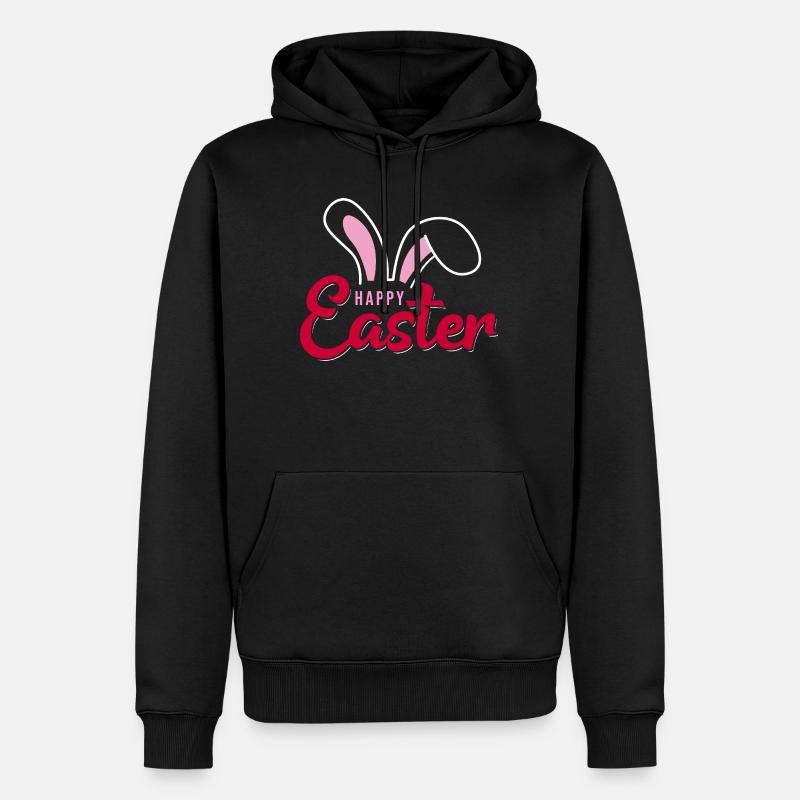 Joyeuses Écritures du Lapin de Pâques - Sweat à capuche Premium bio Homme - noir