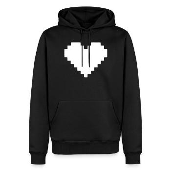 Pixel Herz 8-Bit Leben - Männer Premium Bio Hoodie - Schwarz - Vorne - Nico (187cm)
