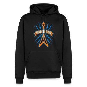 Heavy Metal Banner mit Gitarre - Männer Premium Bio Hoodie - Schwarz - Vorne - Nico (187cm)