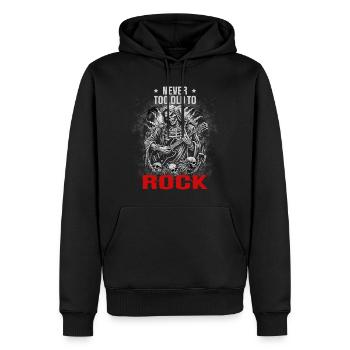 JAMAIS TROP VIEUX POUR ROCKER - Sweat à capuche Premium bio Homme - noir - Devant - Nico (187cm)