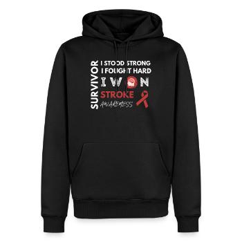 Stroke Survivor - I Stood Strong Fought Hard - Men’s Premium Organic Hoodie - black - Front - Nico (187cm)