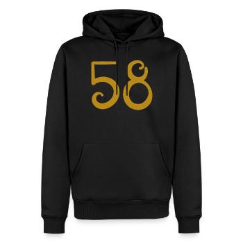 58 - Männer Premium Bio Hoodie - Schwarz - Vorne - Nico (187cm)