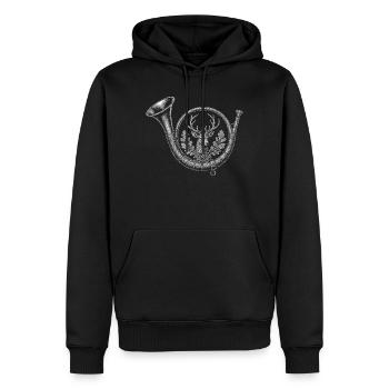 bugle - Men’s Premium Organic Hoodie - black - Front - Nico (187cm)