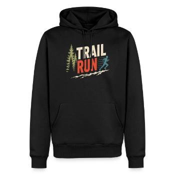Course sur sentier - Sweat à capuche Premium bio Homme - noir - Devant - Nico (187cm)