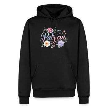Fontaine de fleurs Patricia - Sweat à capuche Premium bio Homme - noir - Devant - Nico (187cm)