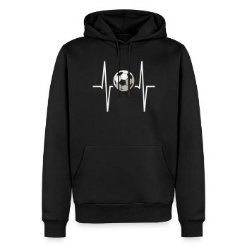 Fußball-Herzfrequenz-EKG Herzfrequenzmonitor Fußballfan - Männer Premium Bio Hoodie - Schwarz - Vorne - Nico (187cm)