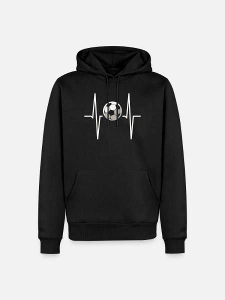 Fußball-Herzfrequenz-EKG Herzfrequenzmonitor Fußballfan - Männer Premium Bio Hoodie - Schwarz