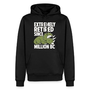 Extremely Retired Triceratops Humor - Men’s Premium Organic Hoodie - black - Front - Nico (187cm)