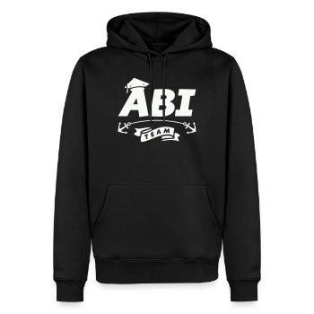 Abi Team Logo mit Ankerband - Männer Premium Bio Hoodie - Schwarz - Vorne - Nico (187cm)