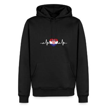 Croatie Coeur Croatie Hrvatska drapeau croate - Sweat à capuche Premium bio Homme - noir - Devant - Nico (187cm)
