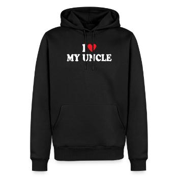 I Love My Uncle - Men’s Premium Organic Hoodie - black - Front - Nico (187cm)