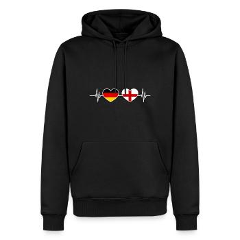 Herzschlag Deutschland England - Männer Premium Bio Hoodie - Schwarz - Vorne - Nico (187cm)