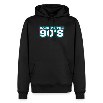 Retour aux années 90. Années 90 - Sweat à capuche Premium bio Homme - noir - Devant - Nico (187cm)