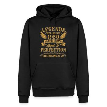 Légendes sont nées en 1950 édition limitée - Sweat à capuche Premium bio Homme - noir - Devant - Nico (187cm)