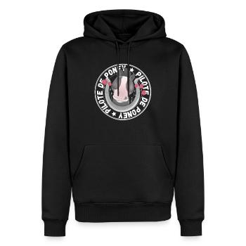 Pilote de poney - Sweat à capuche Premium bio Homme - noir - Devant - Nico (187cm)