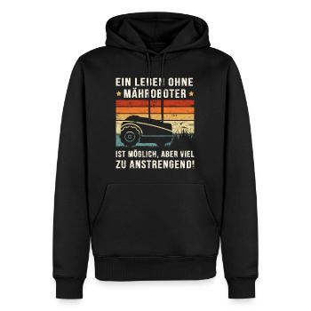 Mähroboter lustiger Spruch mit Rasenmäher-Roboter - Männer Premium Bio Hoodie - Schwarz - Vorne - Nico (187cm)