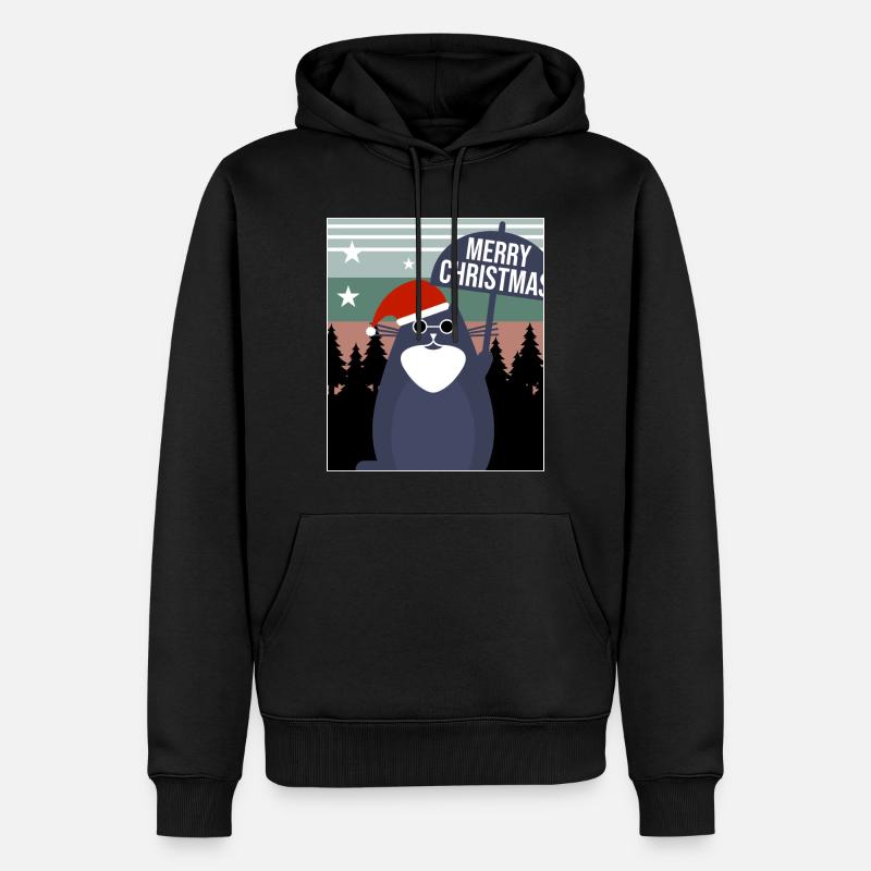 Joyeux Noël Chat - Sweat à capuche Premium bio Homme - noir