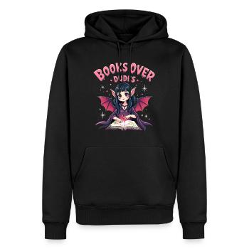 Frau liebt es, Halloween-Bücher zu lesen - Männer Premium Bio Hoodie - Schwarz - Vorne - Nico (187cm)