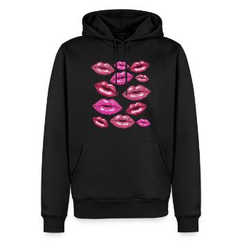 Coquette Lips Kisses Romantic - Men’s Premium Organic Hoodie - black - Front - Nico (187cm)