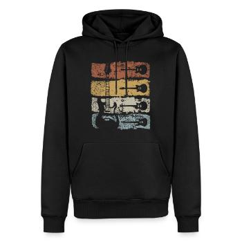 Rétro Guitare Musicien Guitariste Rock Musique - Sweat à capuche Premium bio Homme - noir - Devant - Nico (187cm)