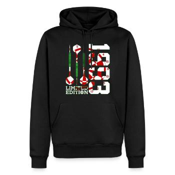 33. GEBURTSTAG DARTS LIMITED EDITION 1993 - Männer Premium Bio Hoodie - Schwarz - Vorne - Nico (187cm)