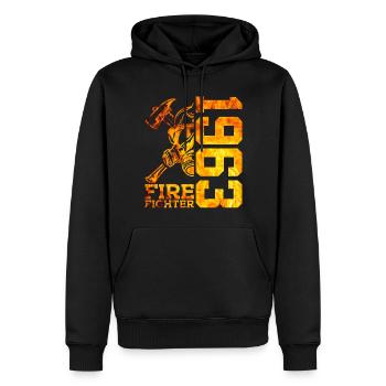 63E ANNIVERSAIRE DE LA BRIGADE DES POMPIERS 1963 - Sweat à capuche Premium bio Homme - noir - Devant - Nico (187cm)
