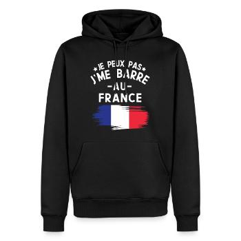 Je Peux Pas J'me Barre Au France Vacances - Sweat à capuche Premium bio Homme - noir - Devant - Nico (187cm)