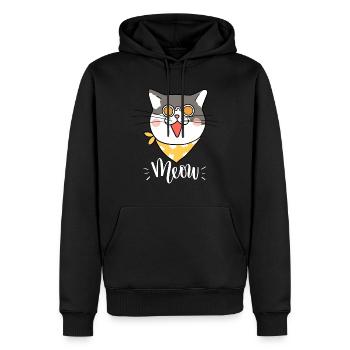 Mignon Kawaii drôle de chat disant miaulement - Sweat à capuche Premium bio Homme - noir - Devant - Nico (187cm)