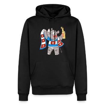 Rhinocéros Fan Suisse - Sweat à capuche Premium bio Homme - noir - Devant - Nico (187cm)