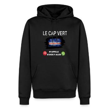 CAP vert - Sweat à capuche Premium bio Homme - noir - Devant - Nico (187cm)