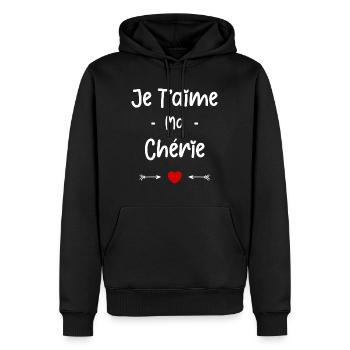 je t'aime ma Chérie - Sweat à capuche Premium bio Homme - noir - Devant - Nico (187cm)