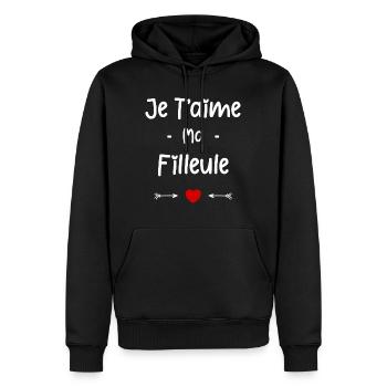 Je t'aime ma Filleule - Sweat à capuche Premium bio Homme - noir - Devant - Nico (187cm)