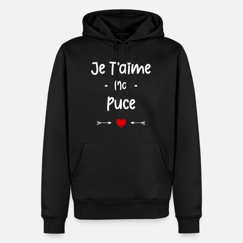 Je t'aime ma puce - Sweat à capuche Premium bio Homme - noir
